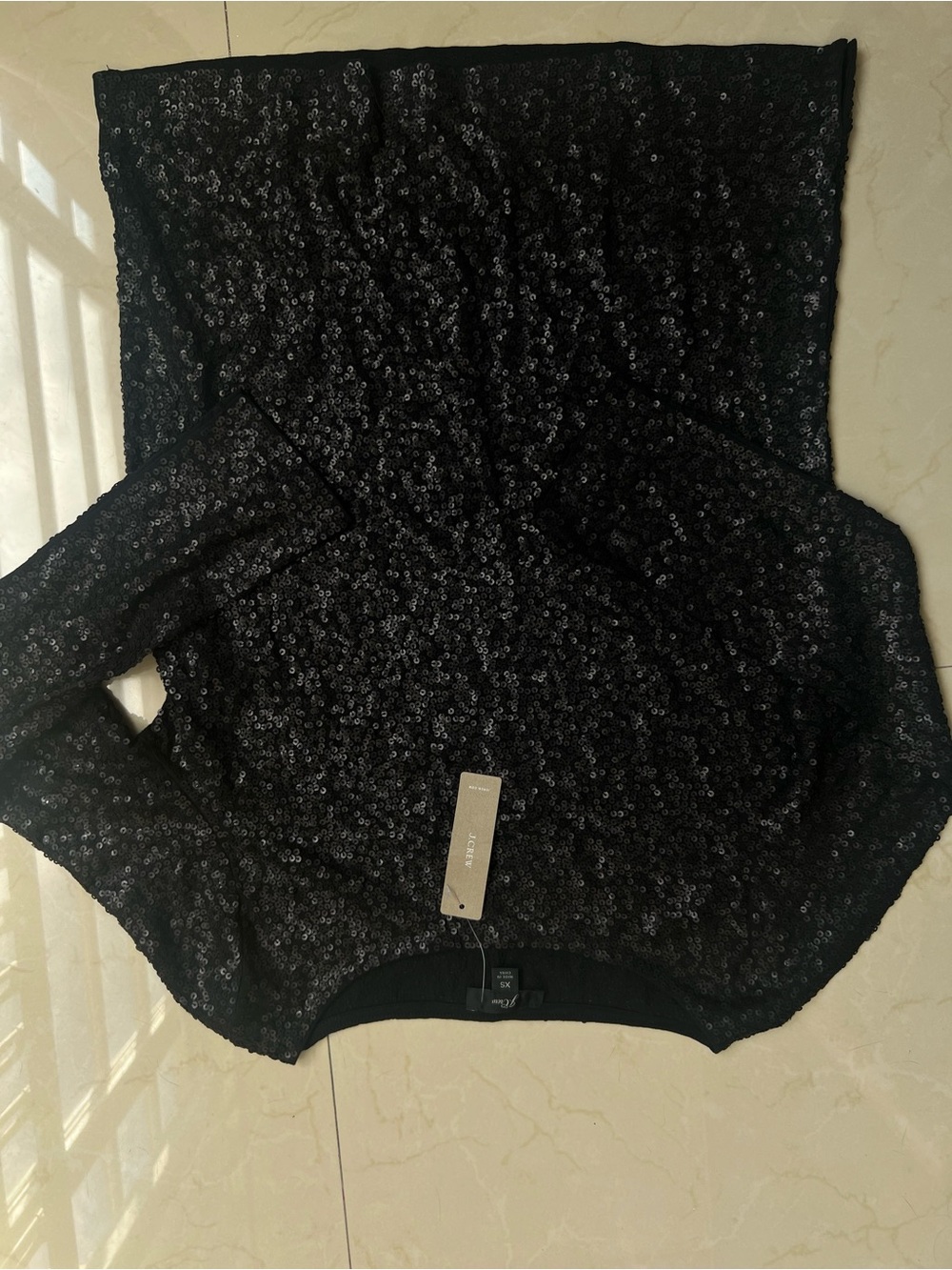 New J. Crew Black Sequin Crewneck Sweater - Elegant Sparkle - Sz Xs (0-2)